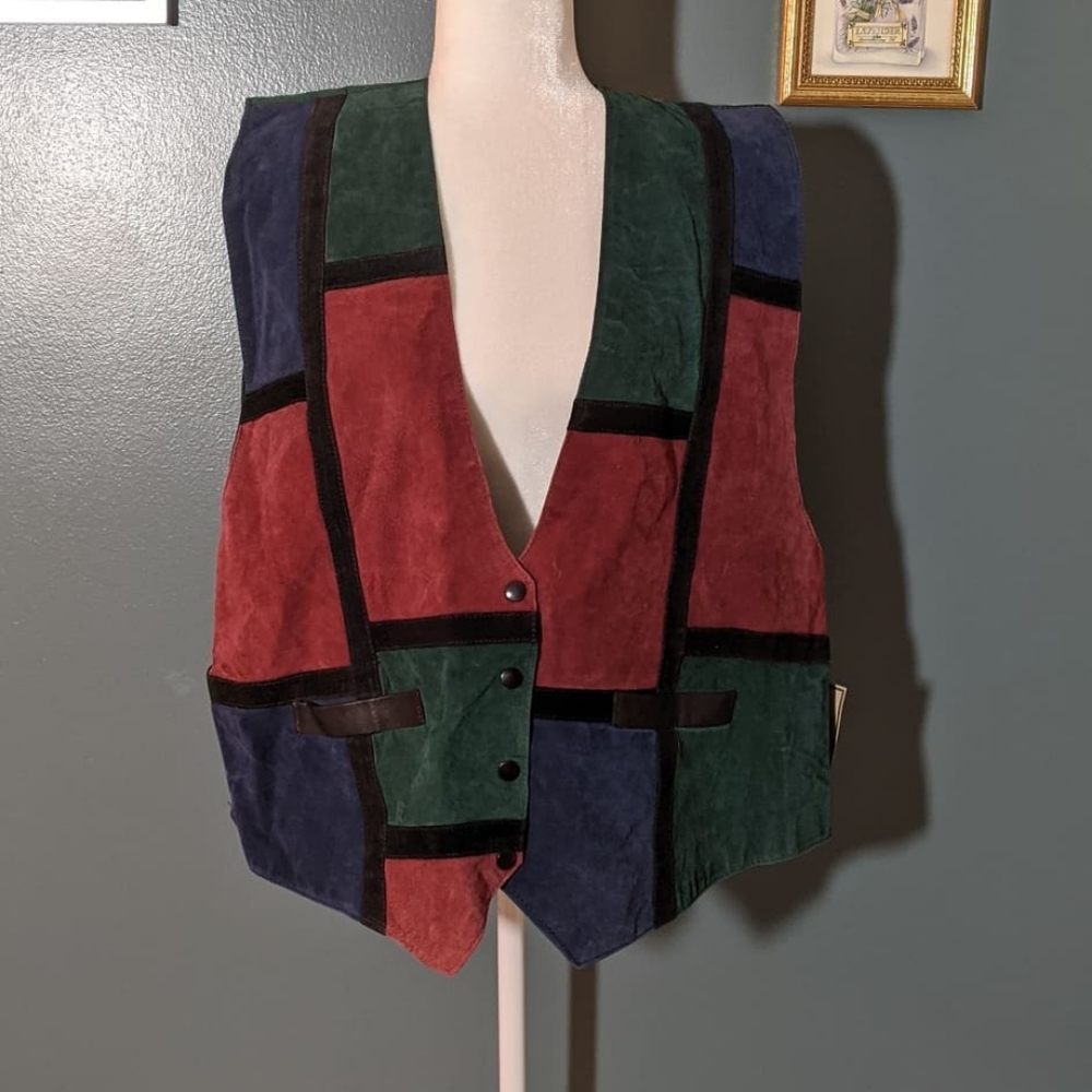 Sold! Vintage Colorblock Deadstock Plus Size Suede Vest